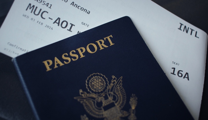 Passport and boarding pass 